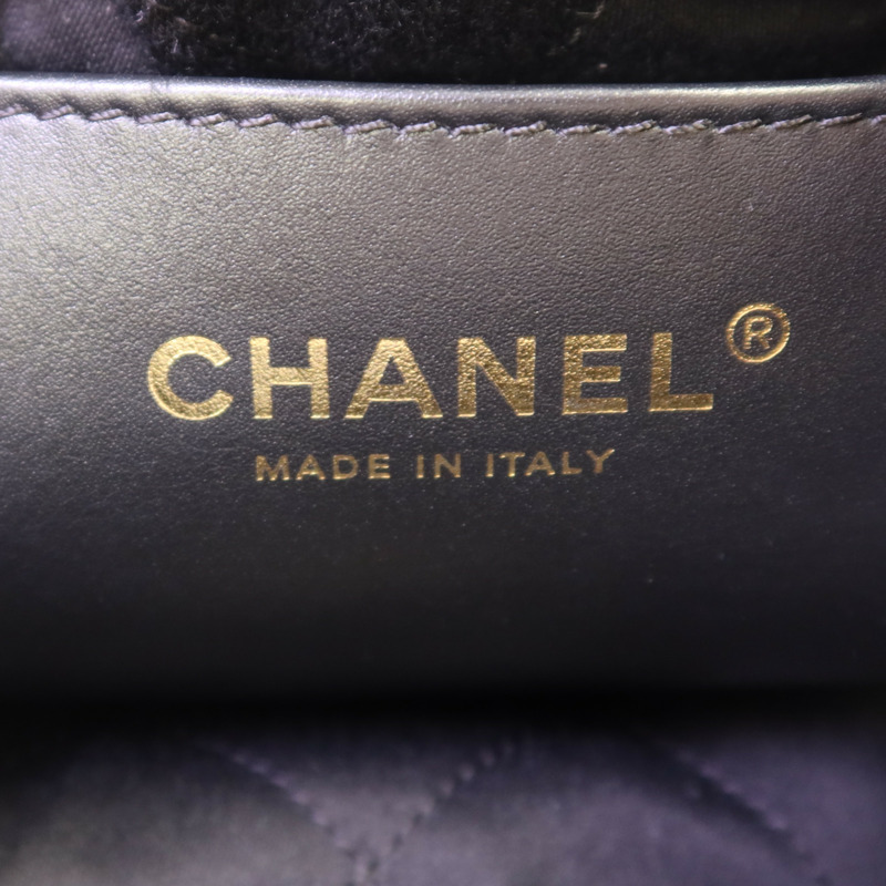 CHANEL 牛皮皮革Mini 22金扣鏈帶手挽肩背兩用袋-5