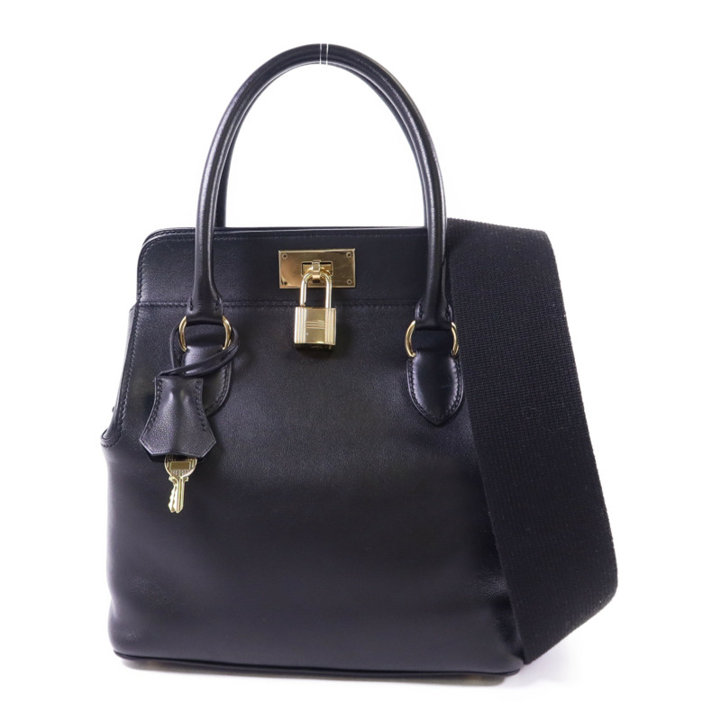 HERMES Swift皮革Tool Box 20金扣手挽肩背兩用袋Noir-0