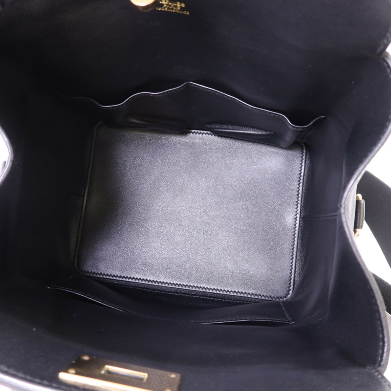 HERMES Swift皮革Tool Box 20金扣手挽肩背兩用袋Noir-5