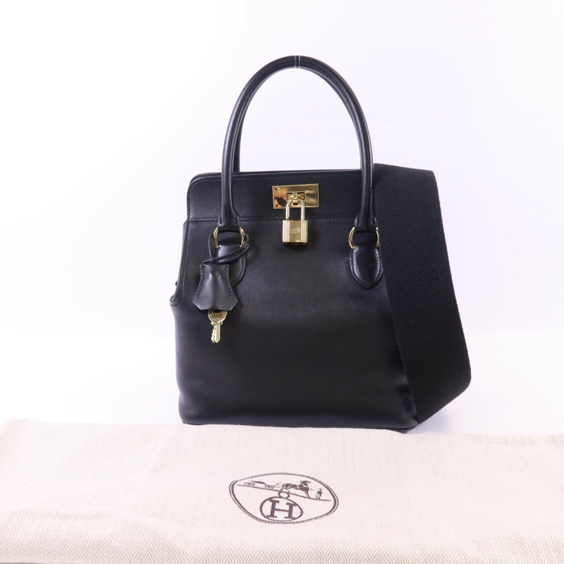 HERMES Swift皮革Tool Box 20金扣手挽肩背兩用袋Noir-17