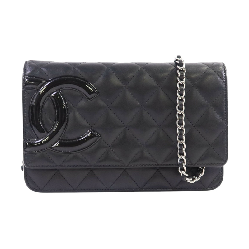 CHANEL 牛皮皮革WOC Wallet On Chain銀扣鏈帶肩背袋-0