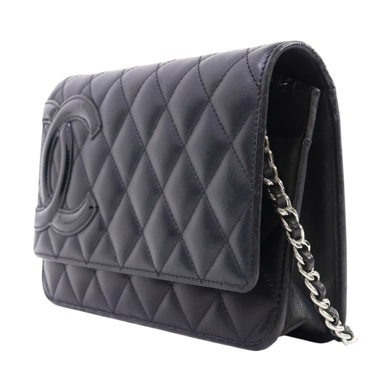 CHANEL 牛皮皮革WOC Wallet On Chain銀扣鏈帶肩背袋-2