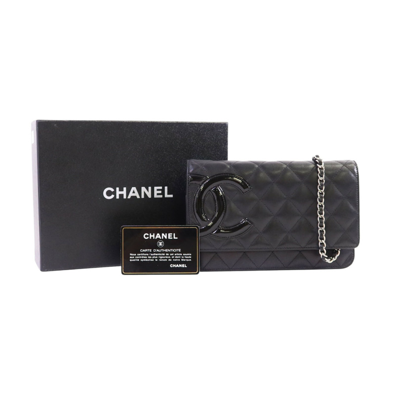 CHANEL 牛皮皮革WOC Wallet On Chain銀扣鏈帶肩背袋-9