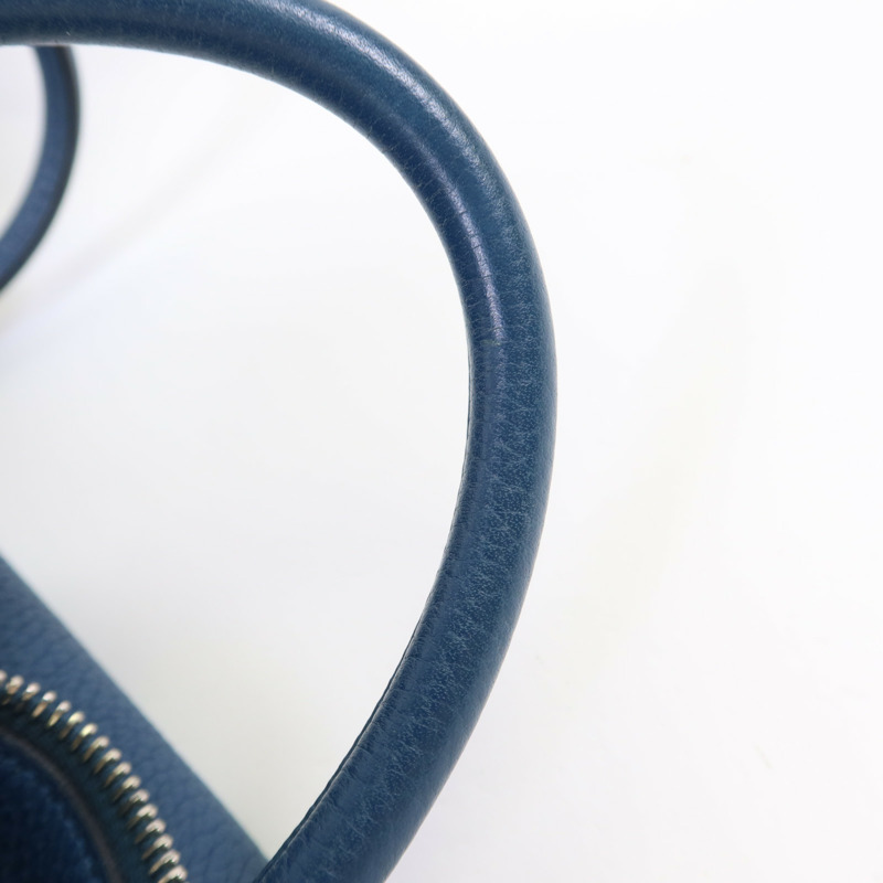 HERMES Clemence皮革Lindy 30銀扣手挽肩背兩用袋Bleu Jean-15