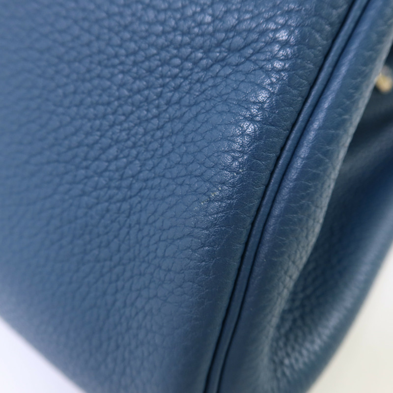 HERMES Clemence皮革Lindy 30銀扣手挽肩背兩用袋Bleu Jean-16