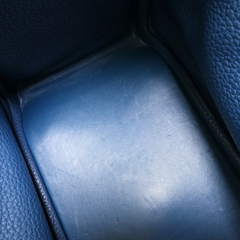HERMES Clemence皮革Lindy 30銀扣手挽肩背兩用袋Bleu Jean-18