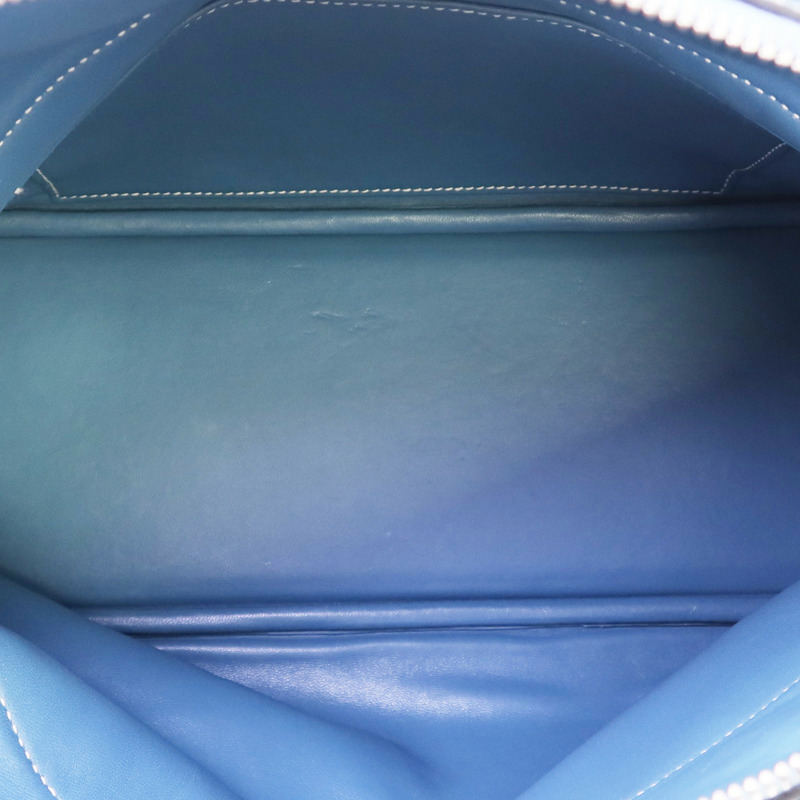 HERMES Clemence皮革Bolide 31銀扣手挽肩背兩用袋Bleu Jean-4