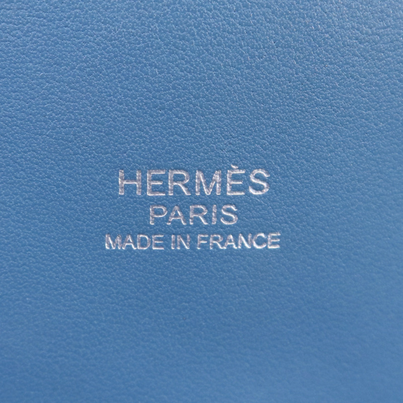 HERMES Clemence皮革Bolide 31銀扣手挽肩背兩用袋Bleu Jean-5