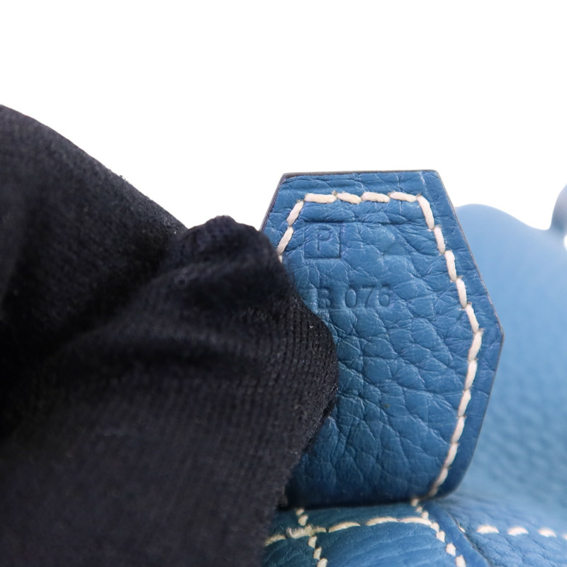 HERMES Clemence皮革Bolide 31銀扣手挽肩背兩用袋Bleu Jean-6