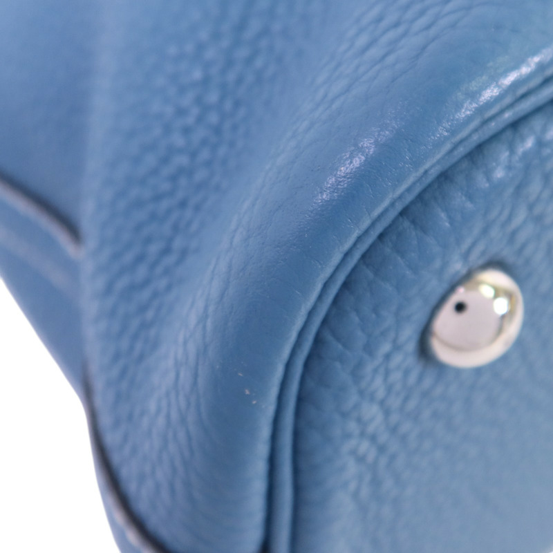 HERMES Clemence皮革Bolide 31銀扣手挽肩背兩用袋Bleu Jean-12