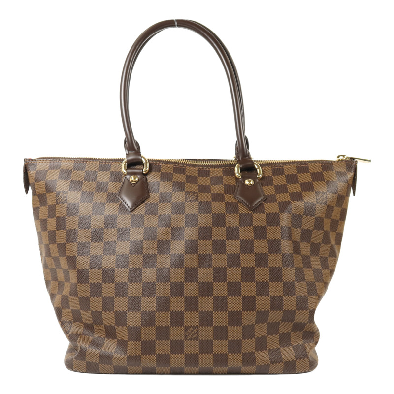 LOUIS VUITTON Damier Saleya MM金扣肩背袋/手挽袋棕色-1