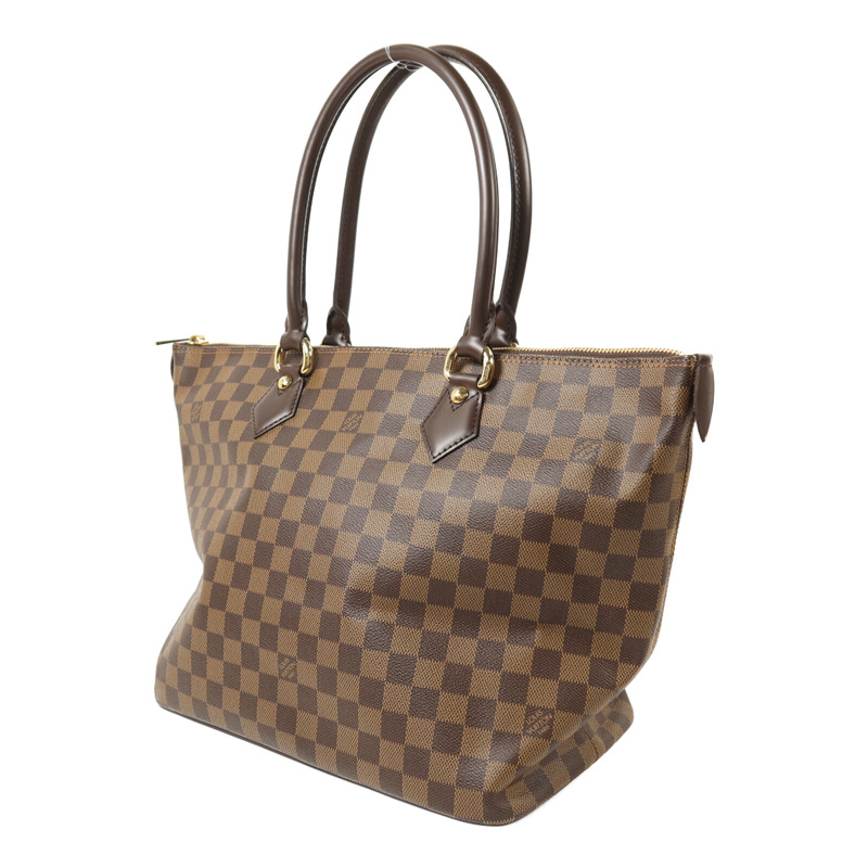 LOUIS VUITTON Damier Saleya MM金扣肩背袋/手挽袋棕色-2