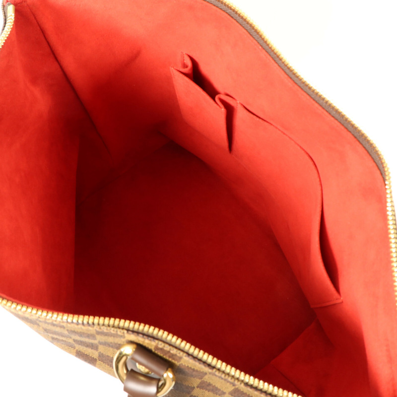 LOUIS VUITTON Damier Saleya MM金扣肩背袋/手挽袋棕色-4