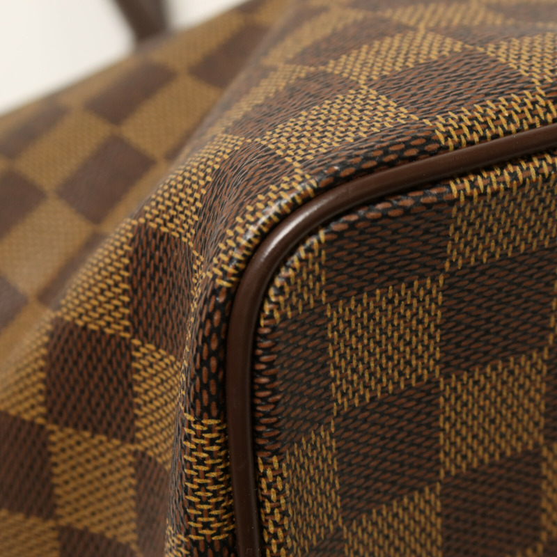 LOUIS VUITTON Damier Saleya MM金扣肩背袋/手挽袋棕色-10