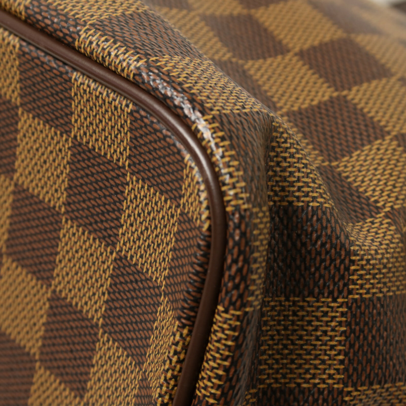 LOUIS VUITTON Damier Saleya MM金扣肩背袋/手挽袋棕色-13
