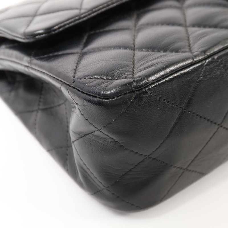 CHANEL 羊皮皮革Classic 25銀扣鏈帶肩背袋-9