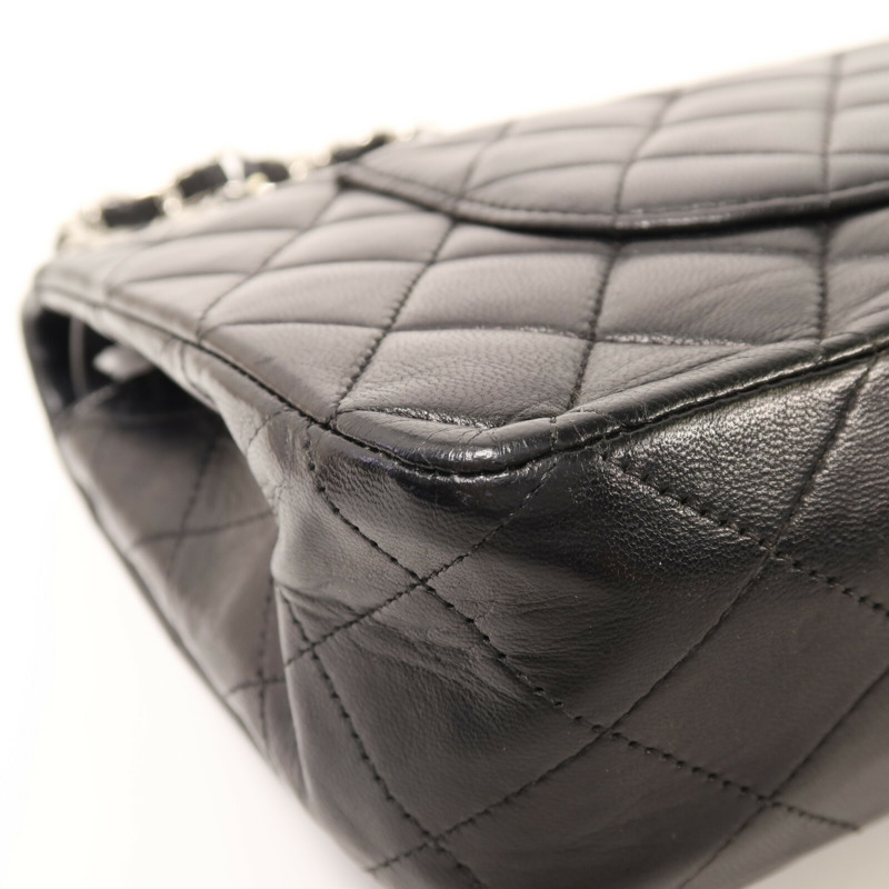 CHANEL 羊皮皮革Classic 25銀扣鏈帶肩背袋-11