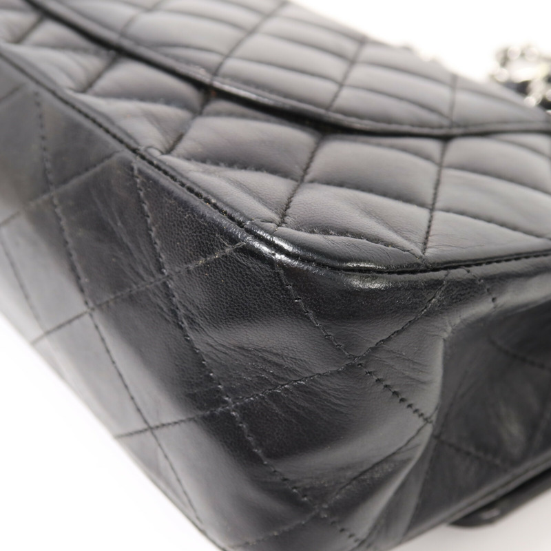 CHANEL 羊皮皮革Classic 25銀扣鏈帶肩背袋-12