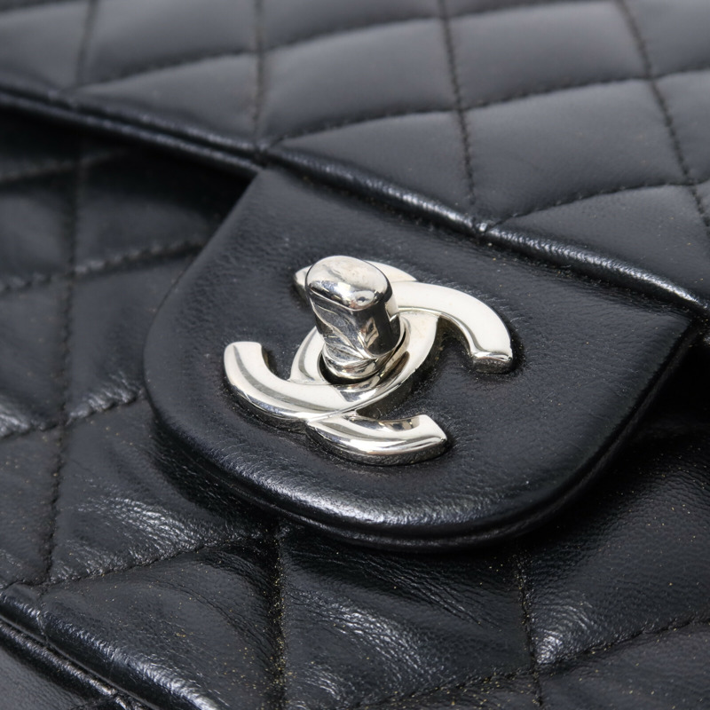 CHANEL 羊皮皮革Classic 25銀扣鏈帶肩背袋-13