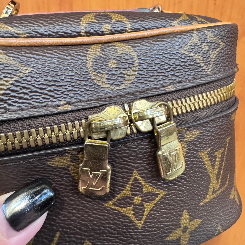 LV NiceNano 原花手提化妝包 晶片款 附D釦跟副廠背帶-8