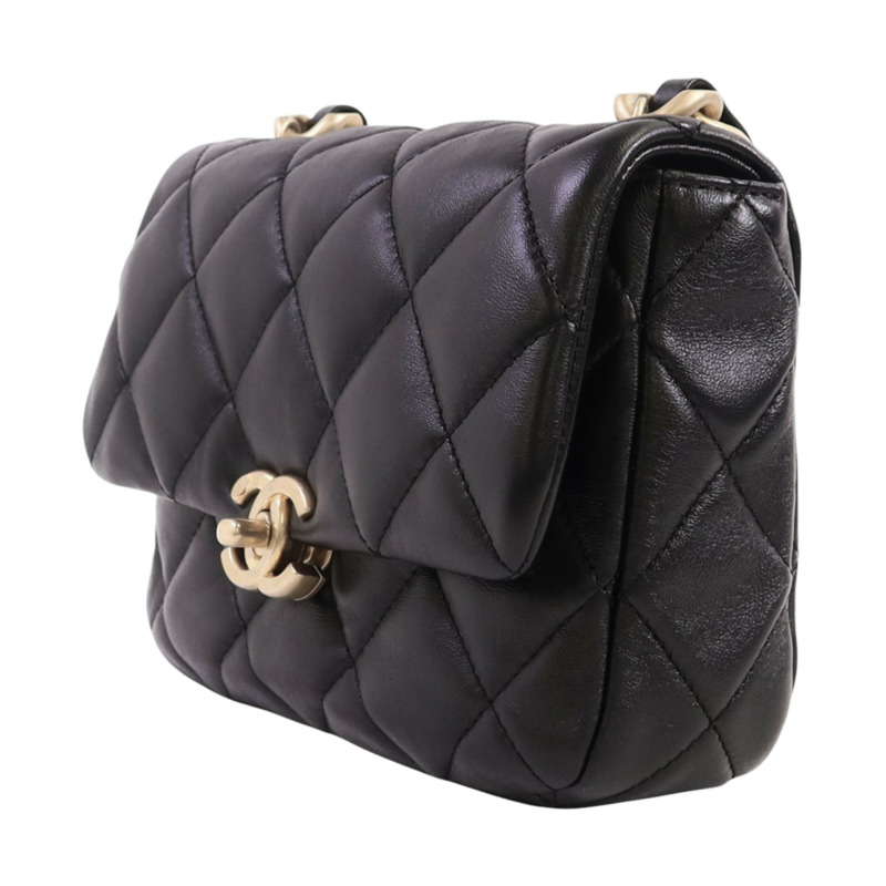 CHANEL 羊皮皮革Chain Shoulder金扣鏈帶肩背袋-2