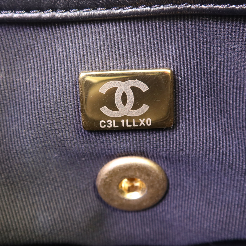 CHANEL 羊皮皮革Chain Shoulder金扣鏈帶肩背袋-6