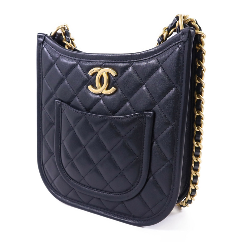 CHANEL 牛皮皮革24S Hobo金扣鏈帶手挽肩背兩用袋-2