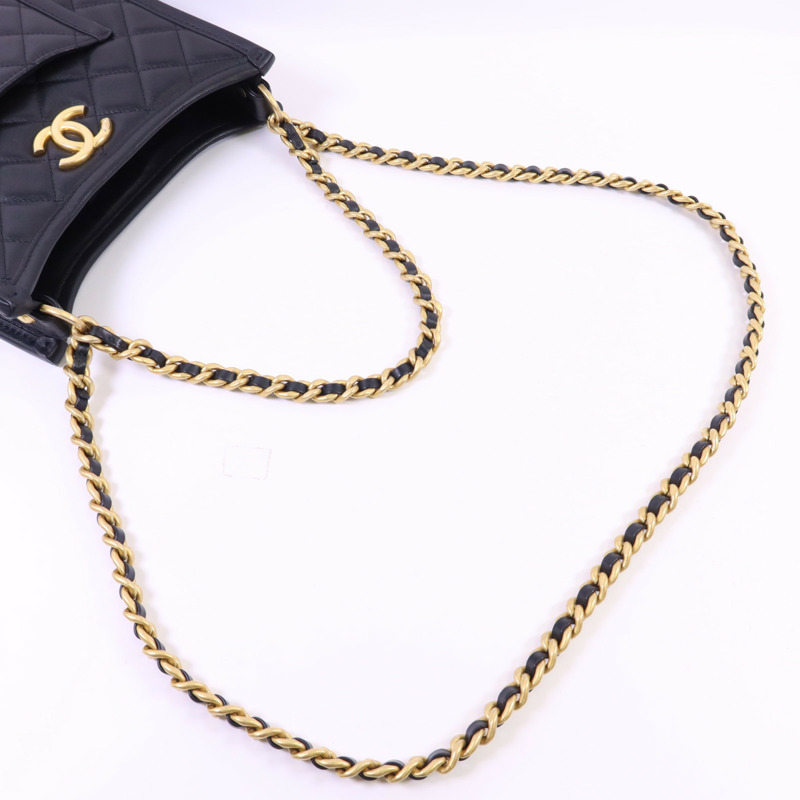 CHANEL 牛皮皮革24S Hobo金扣鏈帶手挽肩背兩用袋-4