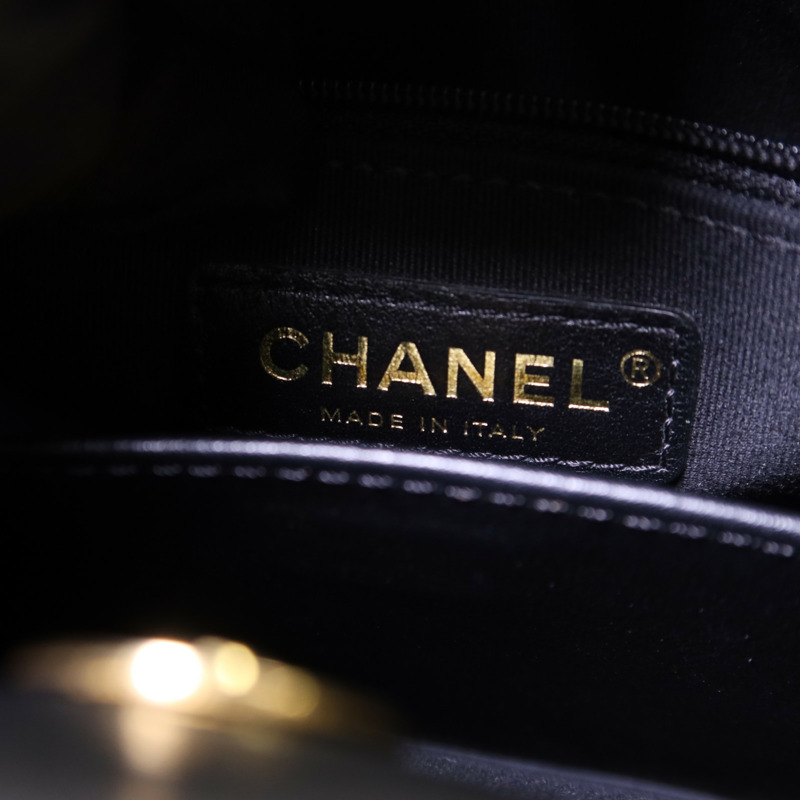 CHANEL 牛皮皮革24S Hobo金扣鏈帶手挽肩背兩用袋-6