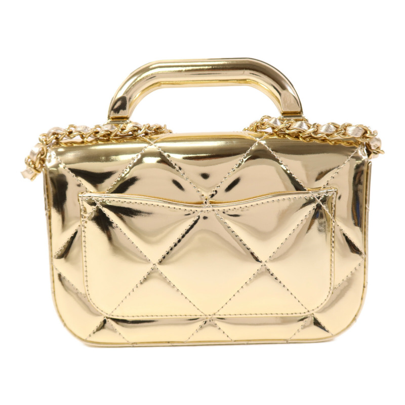 CHANEL 牛皮皮革Chain Shoulder金扣鏈帶手挽肩背兩用袋-1