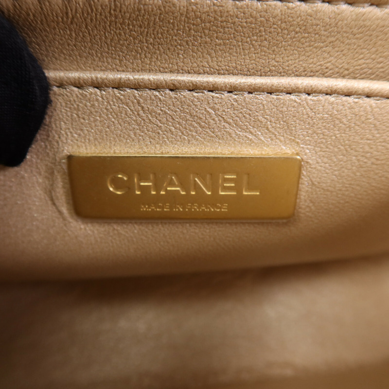 CHANEL 牛皮皮革Chain Shoulder金扣鏈帶手挽肩背兩用袋-5