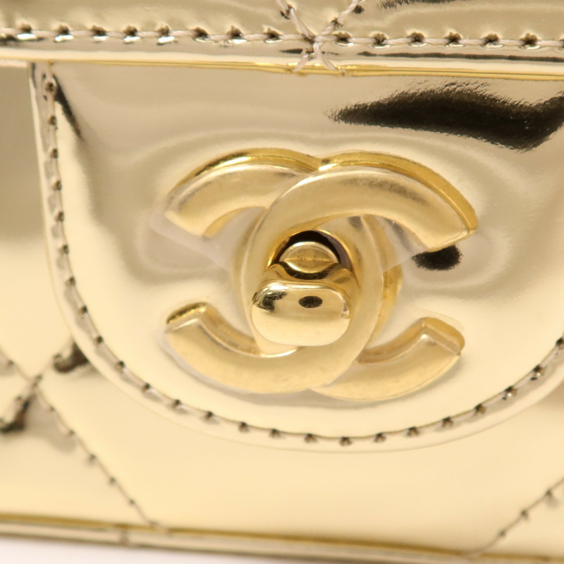 CHANEL 牛皮皮革Chain Shoulder金扣鏈帶手挽肩背兩用袋-6