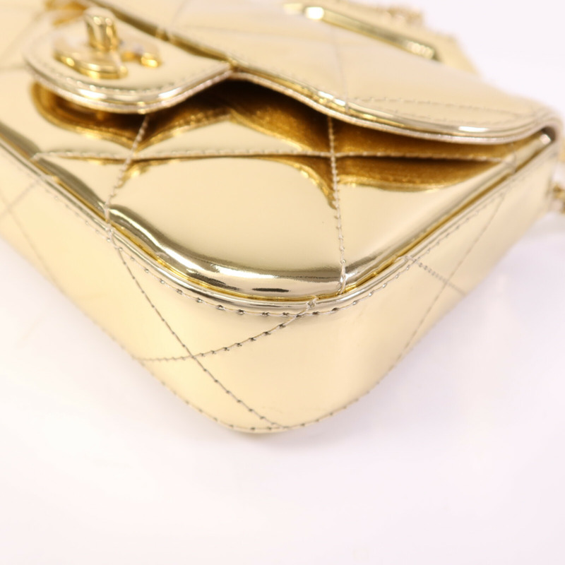 CHANEL 牛皮皮革Chain Shoulder金扣鏈帶手挽肩背兩用袋-10