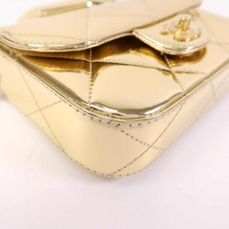 CHANEL 牛皮皮革Chain Shoulder金扣鏈帶手挽肩背兩用袋-11