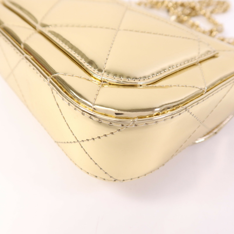 CHANEL 牛皮皮革Chain Shoulder金扣鏈帶手挽肩背兩用袋-12