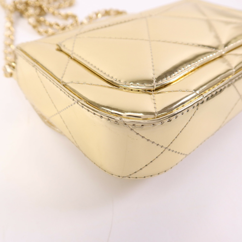 CHANEL 牛皮皮革Chain Shoulder金扣鏈帶手挽肩背兩用袋-13