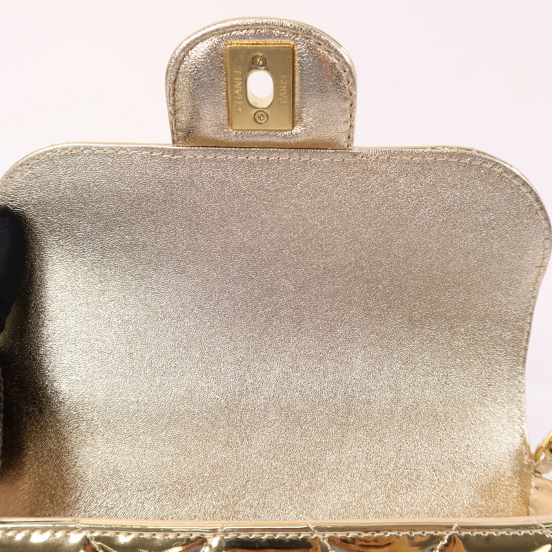 CHANEL 牛皮皮革Chain Shoulder金扣鏈帶手挽肩背兩用袋-14