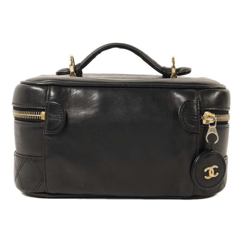 CHANEL 牛皮皮革Vintage Vanity Case金扣手挽袋-1