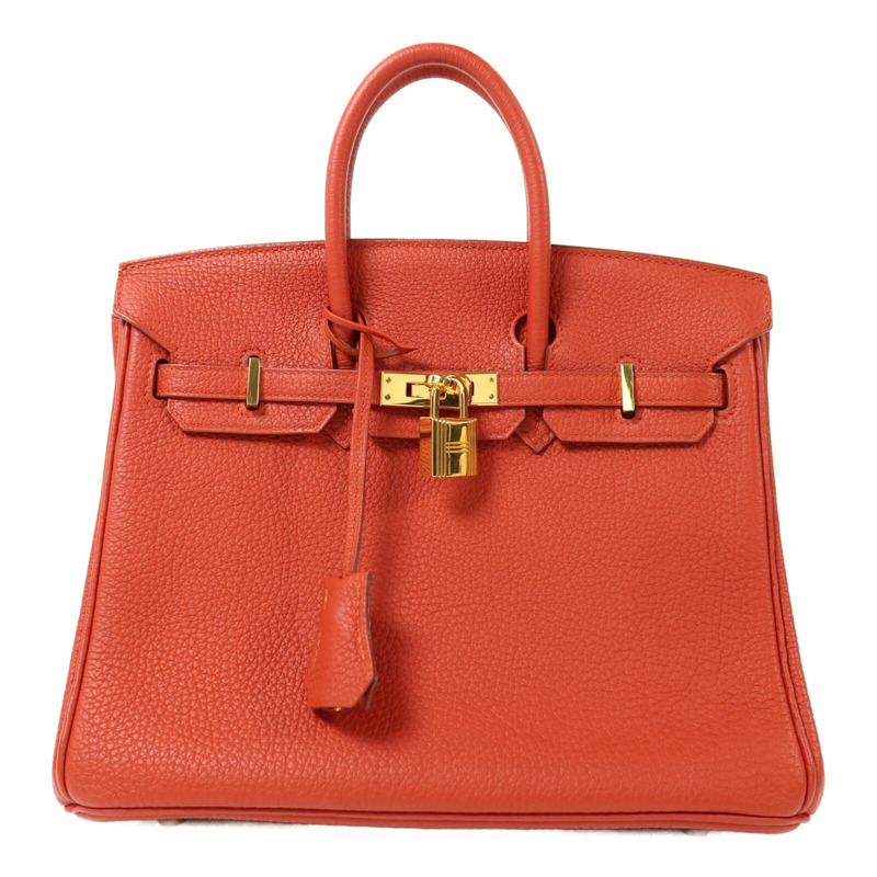 HERMES Togo皮革Birkin 25金扣手挽袋Rouge Casaque-0