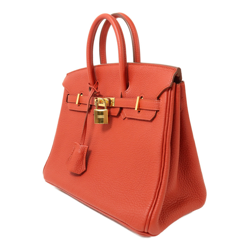 HERMES Togo皮革Birkin 25金扣手挽袋Rouge Casaque-2