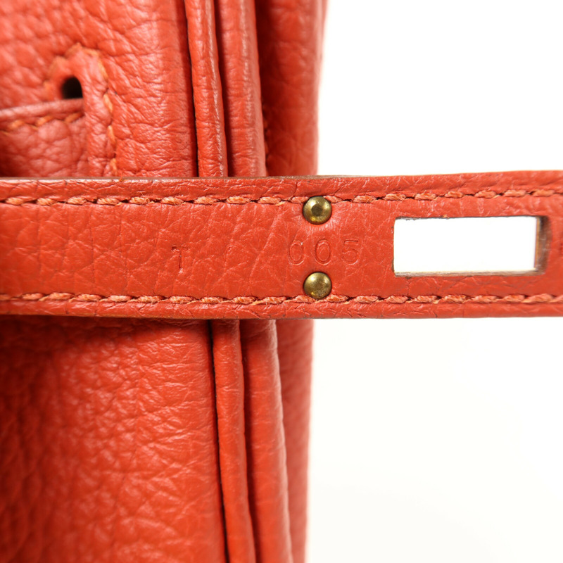 HERMES Togo皮革Birkin 25金扣手挽袋Rouge Casaque-6