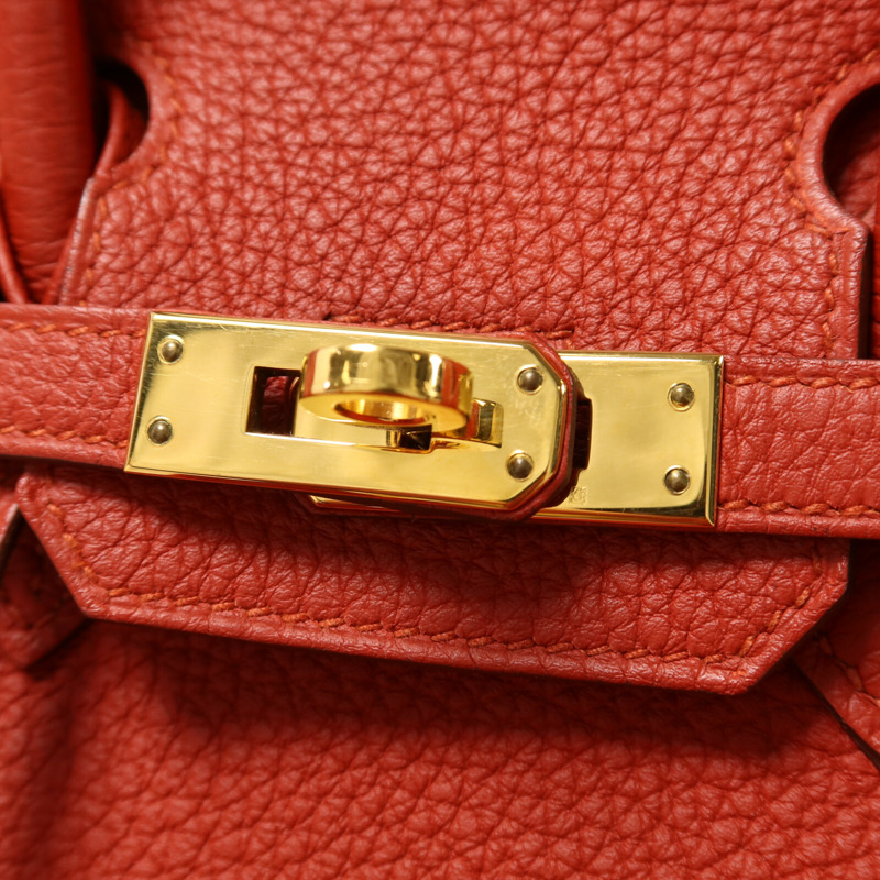 HERMES Togo皮革Birkin 25金扣手挽袋Rouge Casaque-7