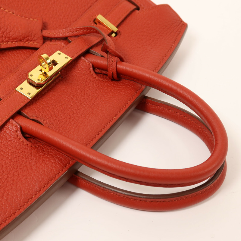 HERMES Togo皮革Birkin 25金扣手挽袋Rouge Casaque-8