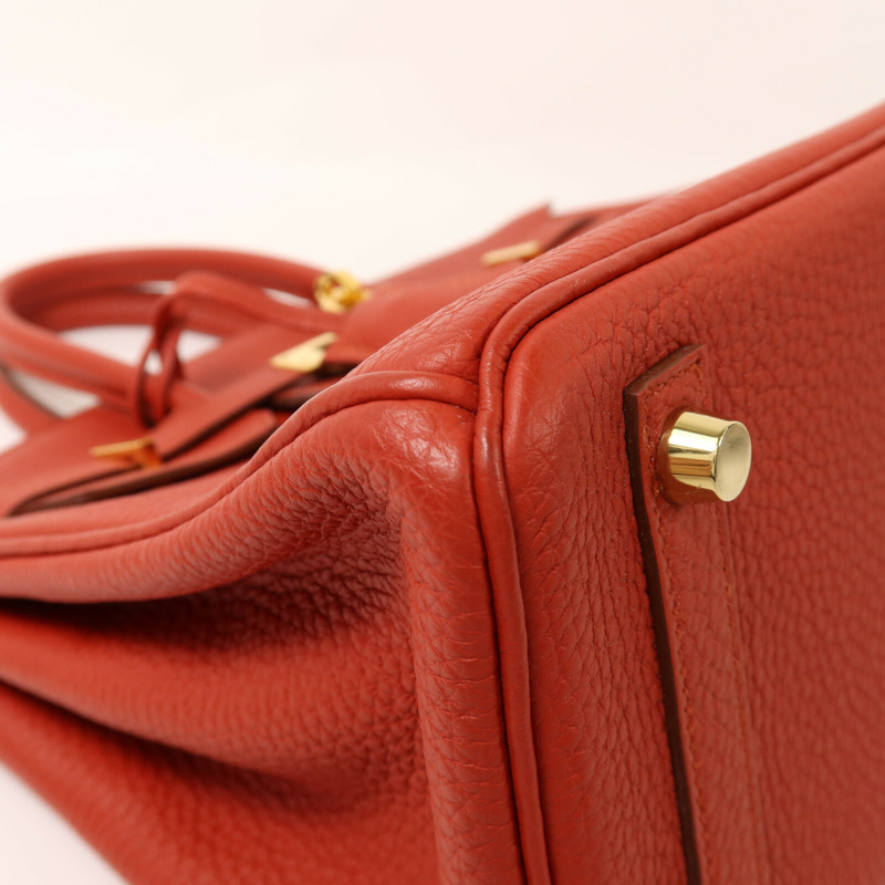 HERMES Togo皮革Birkin 25金扣手挽袋Rouge Casaque-10