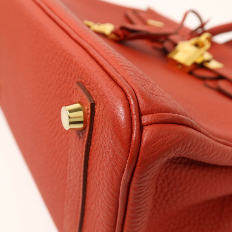 HERMES Togo皮革Birkin 25金扣手挽袋Rouge Casaque-11