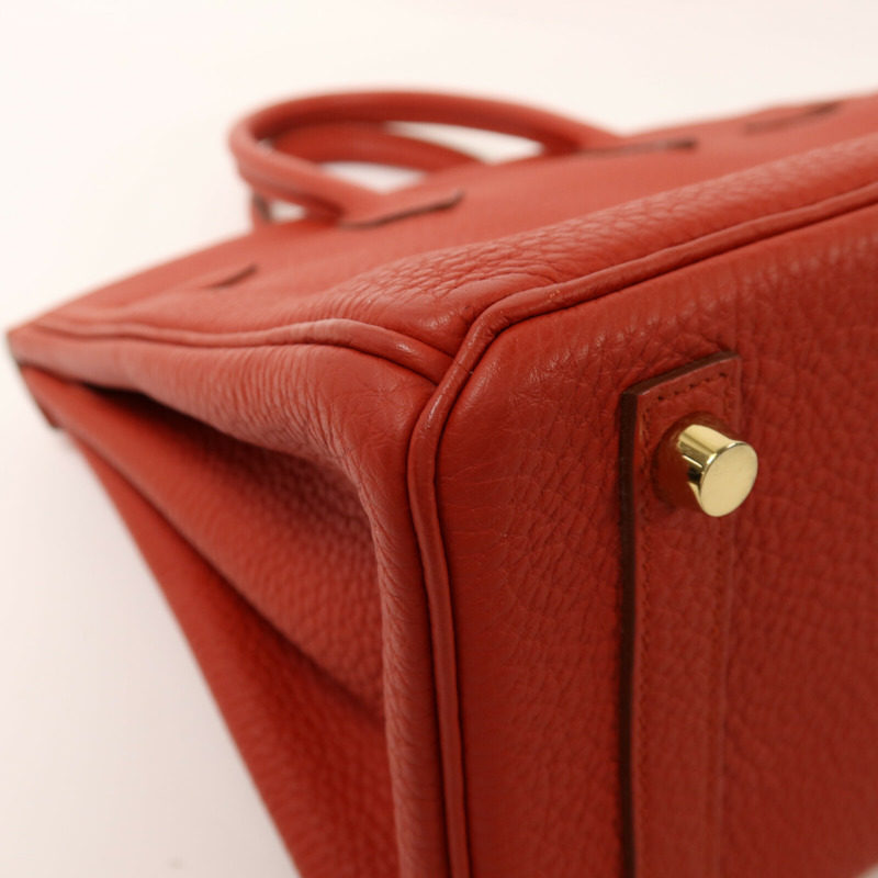 HERMES Togo皮革Birkin 25金扣手挽袋Rouge Casaque-12