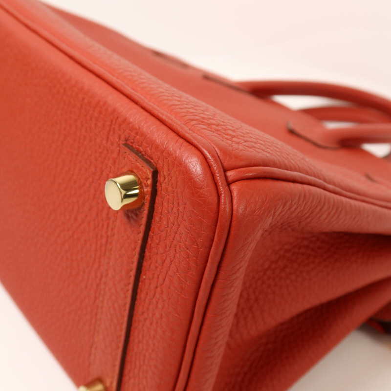 HERMES Togo皮革Birkin 25金扣手挽袋Rouge Casaque-13