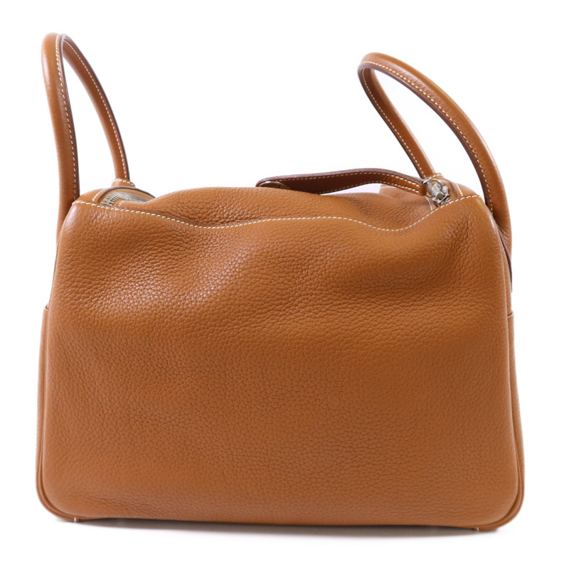 HERMES Clemence皮革Lindy 30銀扣手挽肩背兩用袋Gold-1