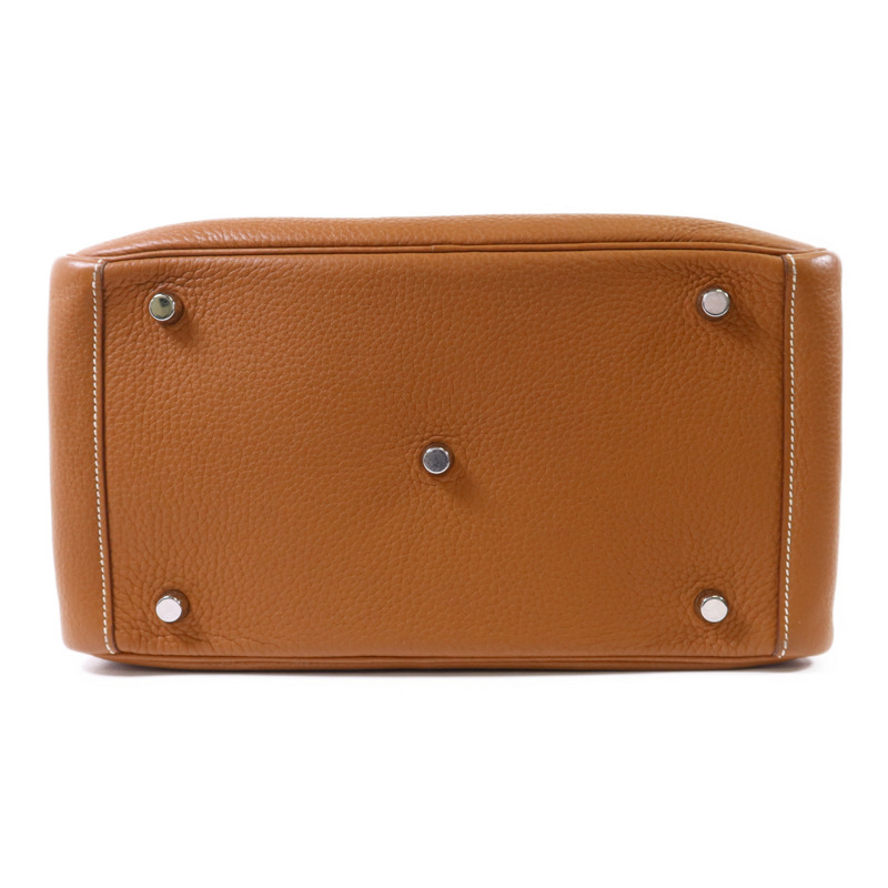 HERMES Clemence皮革Lindy 30銀扣手挽肩背兩用袋Gold-3