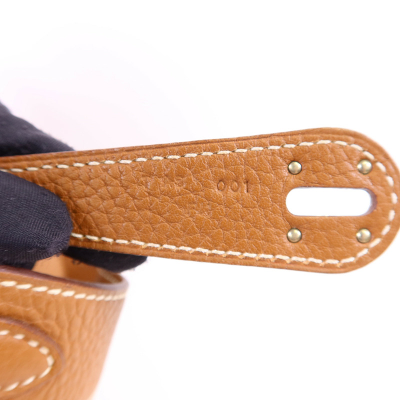 HERMES Clemence皮革Lindy 30銀扣手挽肩背兩用袋Gold-7